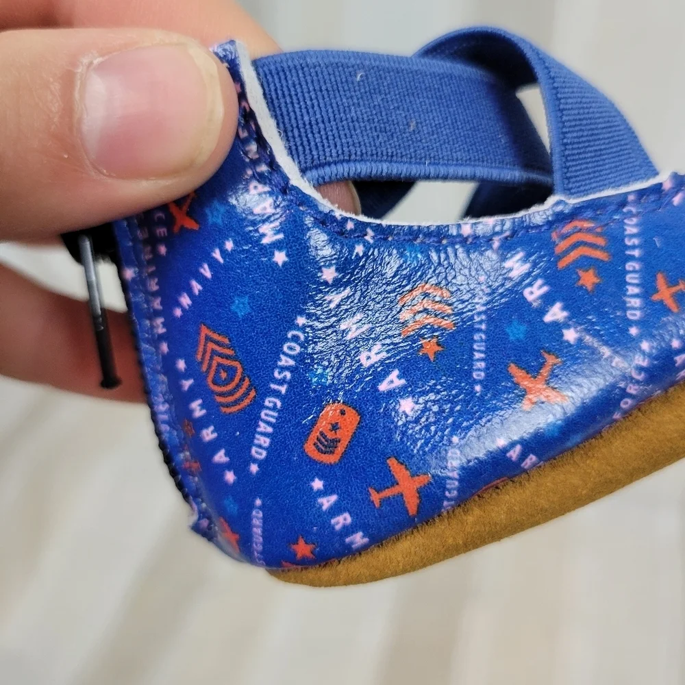 NEW Monkey‎ Feet Ballerina Leather Moccasins Military Blue Size 3-6 Months